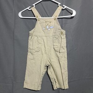 Carters Baby Boys Khaki Bear Hugs Overalls Tan Cotton Twill 12 Months